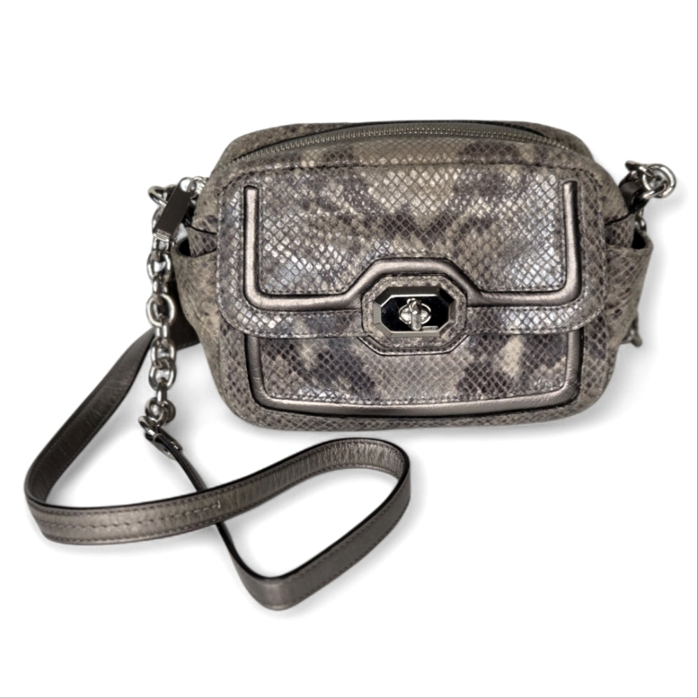 Coach Campbell SilverGray Python Exotic Snakeskin Camera Bag - Picture 2 of 16